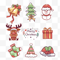 圣诞麋鹿铃铛图片_圣诞圣诞节贴纸装饰套图