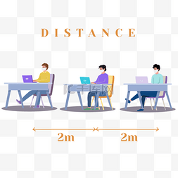 保持间距图片_社交隔离安全距离办公间距