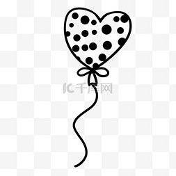 生日快乐线稿图片_黑色线稿生日快乐心形印花气球
