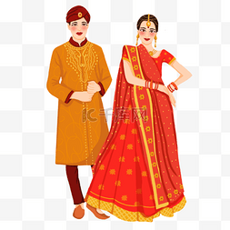 红黄色搭配的印度婚礼