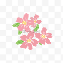 粉色花朵小花朵图片_粉色小清新油画棒水粉花卉花朵