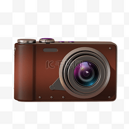 棕色相机图片_C4D立体美式复古贴纸相机照相机
