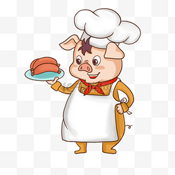 小猪厨师可爱卡通风格