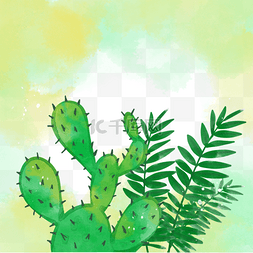 刺边框刺图片_绿色植物水彩晕染夏季仙人掌边框