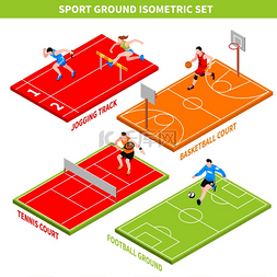 网球和篮球图片_运动等距概念等距概念慢跑跑道和