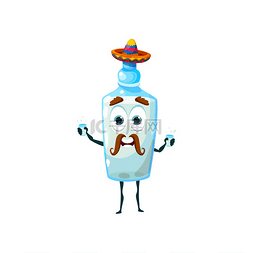 卡通 pulque 墨西哥饮料瓶有趣的角