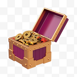 3DC4D立体金币宝箱