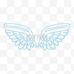 蓝色卡通线稿线条翅膀