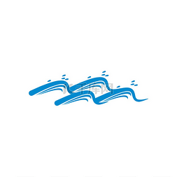 海浪风暴图片_海浪或海浪孤立的蓝色海水符号矢