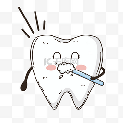 蓝色卡通牙齿图片_卡通风格牙齿护理图案
