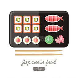 日本食品插图网页横幅。