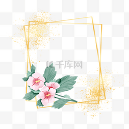 方形粉色边框图片_韩国边框金线花卉木槿