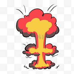 爆炸蘑菇云图片_卡通风格爆炸双色蘑菇云
