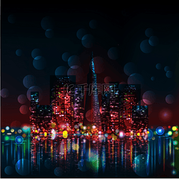 城市建筑金融背景图片_在夜色的城市天际线