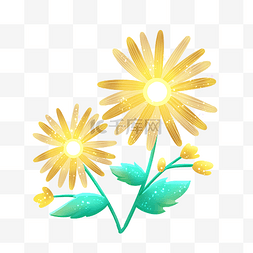 发光植物png图片_发光的黄色花枝