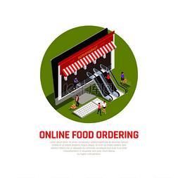 在线购买矢量素材图片_带有在线购买符号的移动食品概念