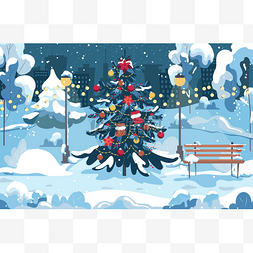 公积金背景图图片_公园里一棵圣诞树的冬季美景.以