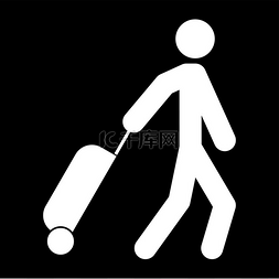 提着手提箱的男人白色图标。提着