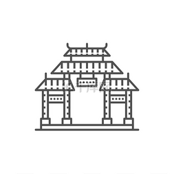 装修风格图标图片_带有屋顶隔离的中国韩国或日本大