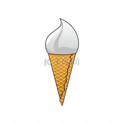 华龙标志图片_华夫饼蛋筒中的白色冰淇淋是孤立