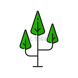绿色的树木图标排成一行森林植物