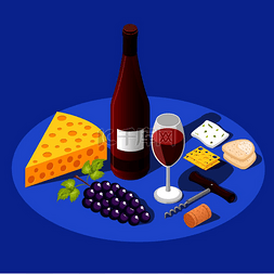 等距葡萄酒生产背景与圆形奶酪片