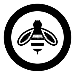 圆的动物图片_蜜蜂蜂蜜图标在圆形黑色矢量插图