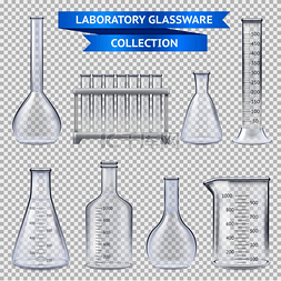 化学仪器玻璃图片_现实的实验室玻璃器皿收集，塑料