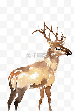 小动物头部图片_可爱的小鹿水墨