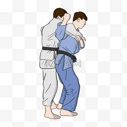 日本传统柔术运动漫画风格过肩摔