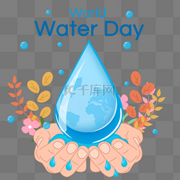 保护水资源图片_世界水资源日双手保护水水流花草