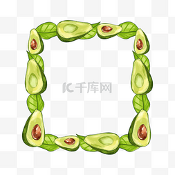 英文设计设计素材图片_水彩鳄梨果实植物边框