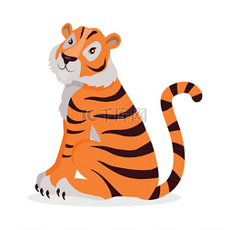 卡通攻击动物图片_Tiger Panthera Tigris Cartoon Isolated on Whi