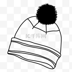 冬天保暖防护帽子剪贴画黑白