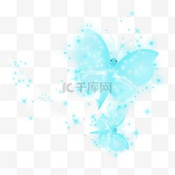 金粉蝴蝶图片_金粉光效抽象蓝色创意蝴蝶