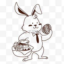 卡通兔子篮子图片_卡通兔子线稿