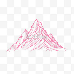 卡通山峰山脉图片_纯色风格红色山脉线稿