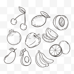 水果简笔画图片_水果涂鸦食物热带简笔画贴纸组合