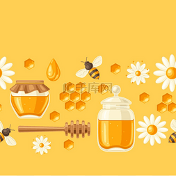 蜂蜜产品图片_与蜂蜜项目的无缝模式。