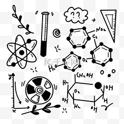 化学相关图片_黑色涂鸦化学科学相关画