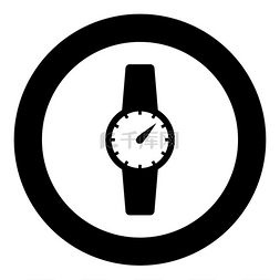 圆形刻度时钟图片_指针图标在圆形黑色矢量插图图像