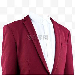 红西装摄影图无领带白衬衫