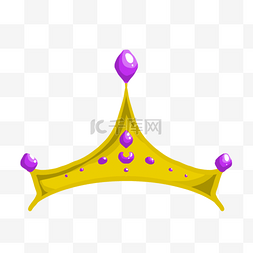 钻石皇冠卡通图片_紫色钻石三角形卡通金色皇冠