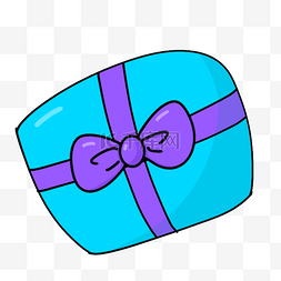 紫色蝴蝶结蓝色盒子卡通生日剪贴