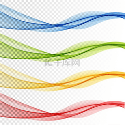 矢量蓝色波浪线图片_一组抽象矢量波，用于小册子、网