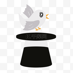 绅士帽帽图片_黑白色绅士帽魔术帽灰色小鸟