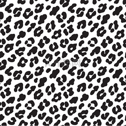 动物元素图案图片_豹纹黑白无缝图案矢量插图背景豹