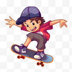 儿童滑板插画图片_运动人物滑滑板的儿童