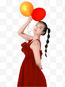 裙女孩图片_女生人物手拿气球