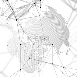 点缀有化学图案、连接线和点的世